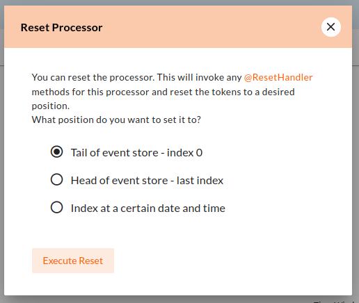 Axoniq Platform reset dialog