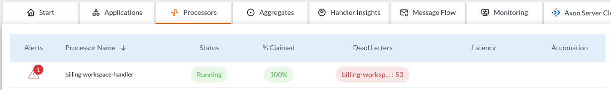 Screenshot of the Processor overview with a DLQ shown