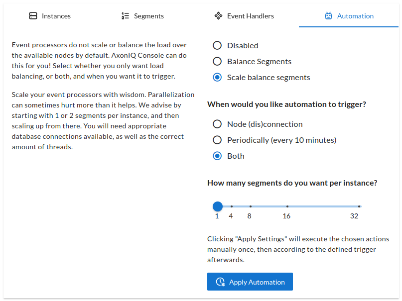 Screenshot of the Automation tab of the Processor detail page