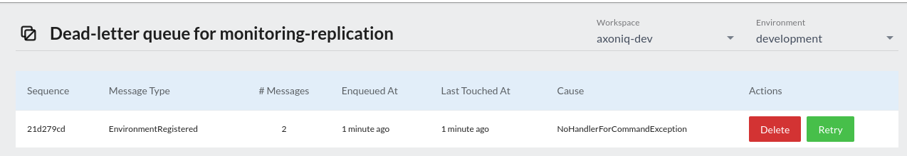 Screenshot of the DLQ overview with a collapsed queue