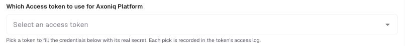 The access token picker in the Axoniq Framework installation guide