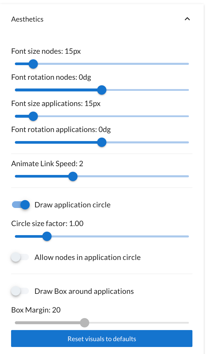 Screenshot of the panel for configuring the aesthetics of the message flow diagram in the AxonIQ Console dashboard.