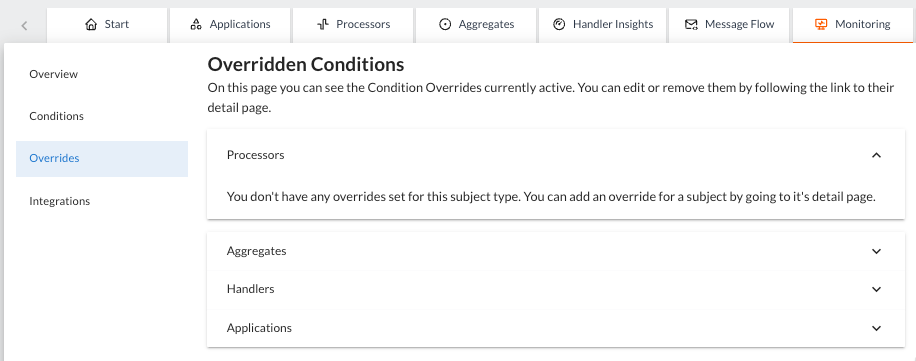 Screenshot of the Overrides section of the Monitoring tab of the AxonIQ Console dashboard