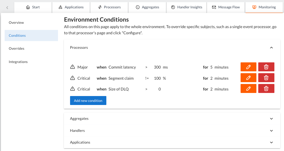 Screenshot of the panel for configuring the various conditions for triggering alerts in your AxonIQ Console dashboard.